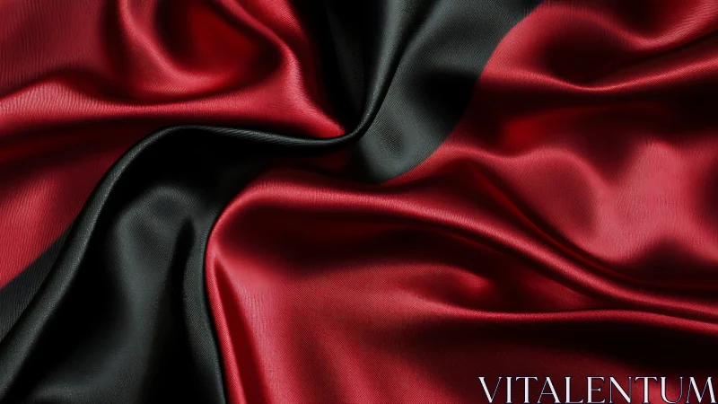 Luxurious Red and Black Silk Fabric with Elegant Folds