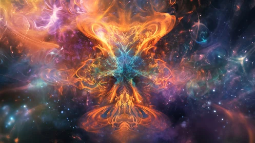 Radiant cosmic bloom of swirling nebula light and color.