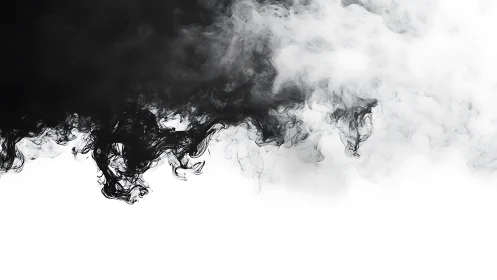 High-contrast black ink smoke diffusion forms turbulent interface