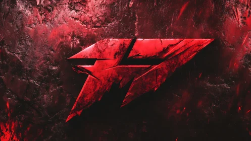 Bold red shard emblem cuts through a dark textured storm