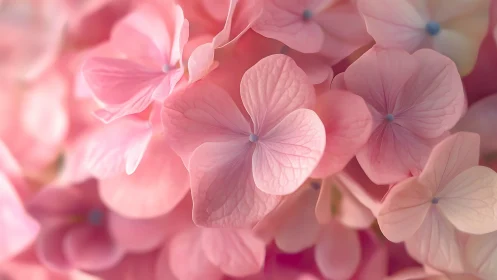 Pink Hydrangea Macro Photography With Soft Focus Details.