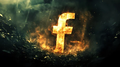 Golden Fire: Incandescent Social Icon Blazing Against Darkness.