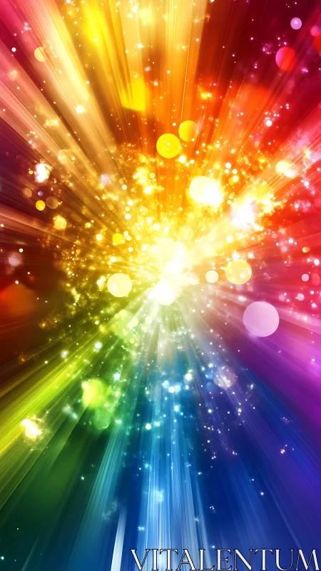 Multicolor radial light burst with bokeh particles and motion