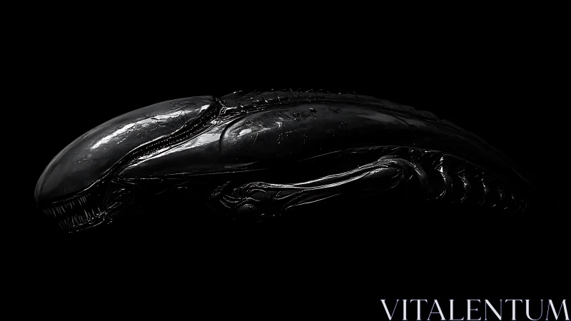 Xenomorphic biomechanical head profile in low key lighting