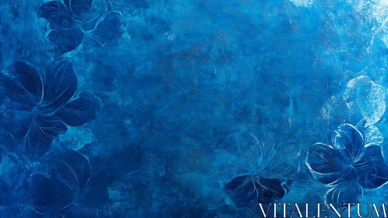 Dreamy blue blooms drifting across a textured sky.