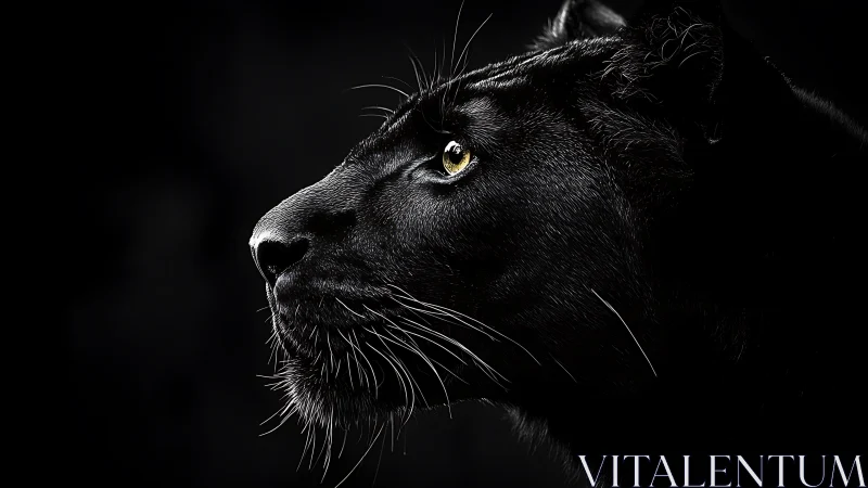Black Panther Profile: High-Contrast Feline Study Against Dark Ground.