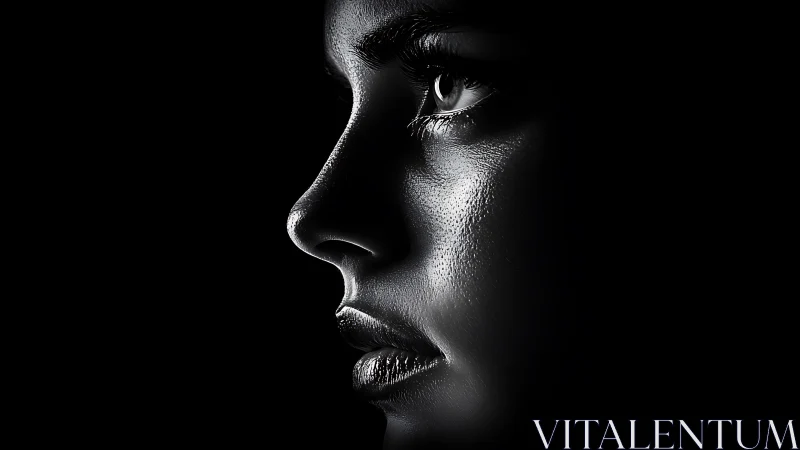 Dramatic Side Profile Portrait in High-Contrast Black and White.