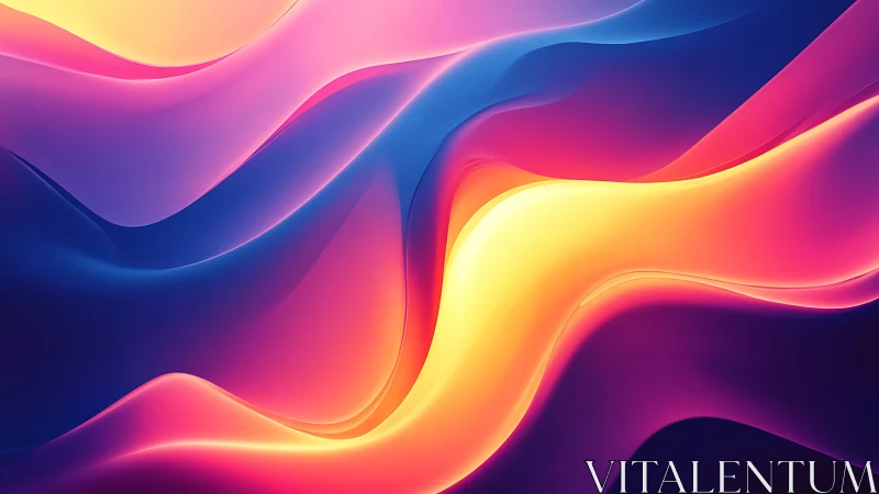 Liquid neon ribbons curl into a glowing digital sunrise