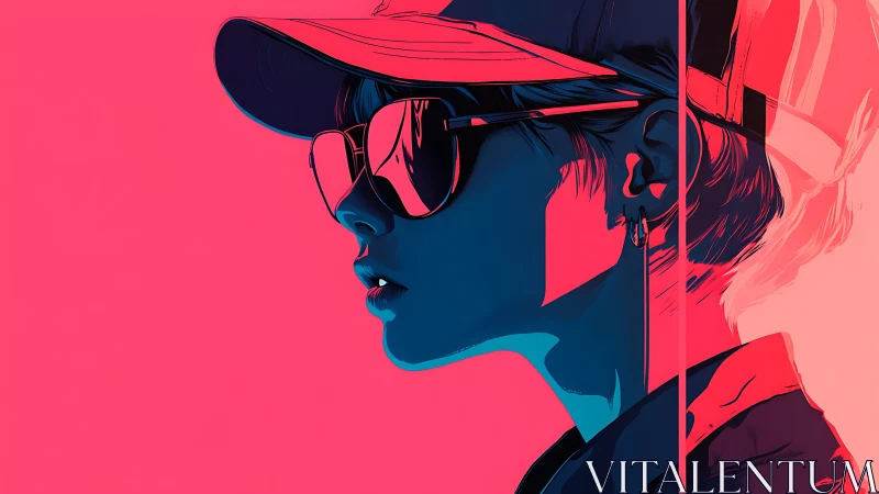 Electric calm: cool street portrait in hot neon light.