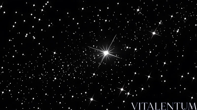 Dense starfield with central bright star on black background.