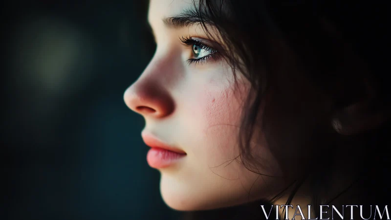 Luminous gaze in profile, a quiet storm of soft color study.