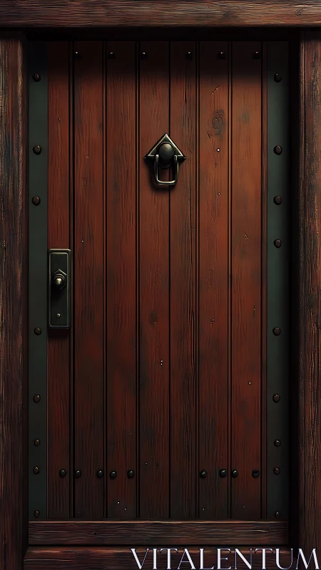 Weathered wooden door with metal studs and knocker