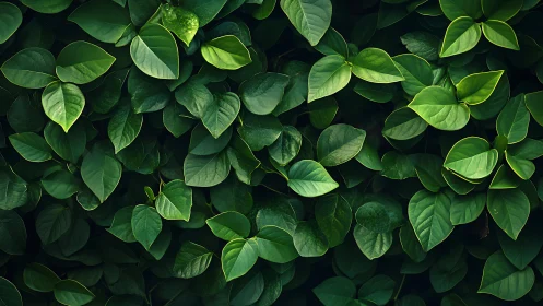 Deep green leaf wall captures lush, calming natural texture