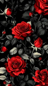 Red Roses Against Black: Dramatic Floral Composition.