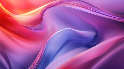 Color gradient surface forms intersect in smooth digital folds