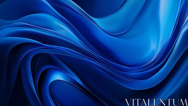 Curved blue digital surfaces form layered abstract composition