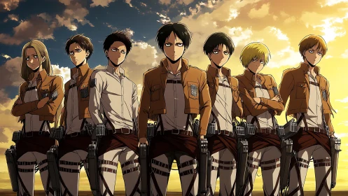 Sunlit squad of resolute scouts defies the stormy horizon