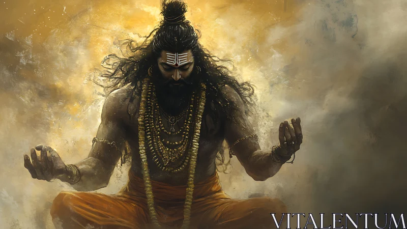 Ascetic warrior sage in dynamic meditative composition.