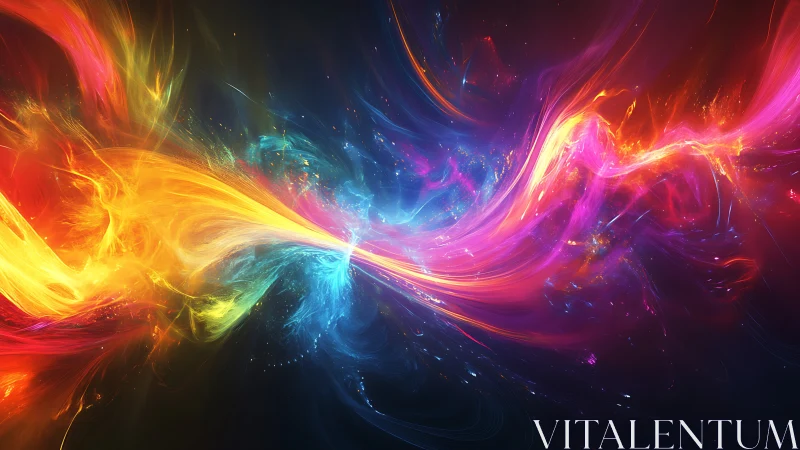 Cosmic color rivers collide and braid across digital night