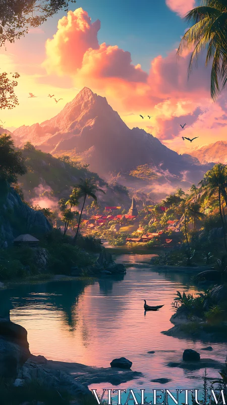 Golden Hour Over Paradise: Mountain Sanctuary at Sunset.