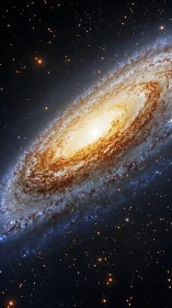 Spiral galaxy ember swirling through star-sprinkled midnight.