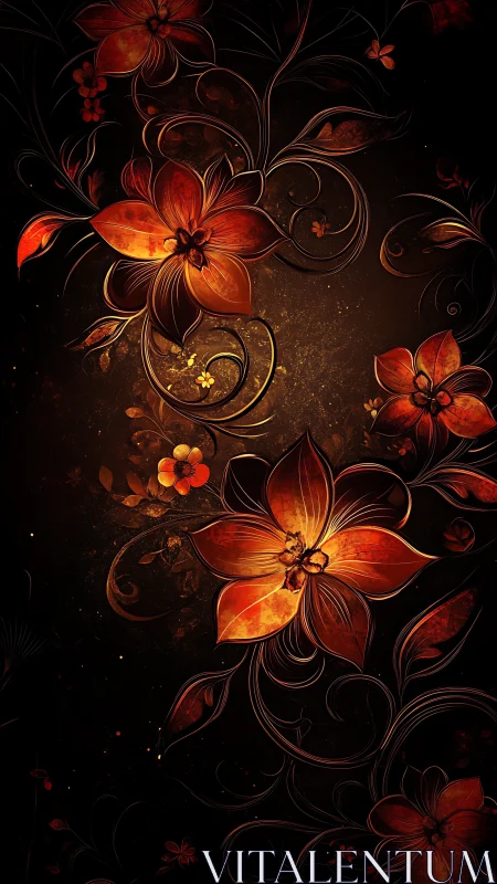 Luminous Floral Botanicals Against Dark Background.