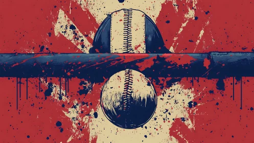 Baseball and bat rendered in high contrast splatter style