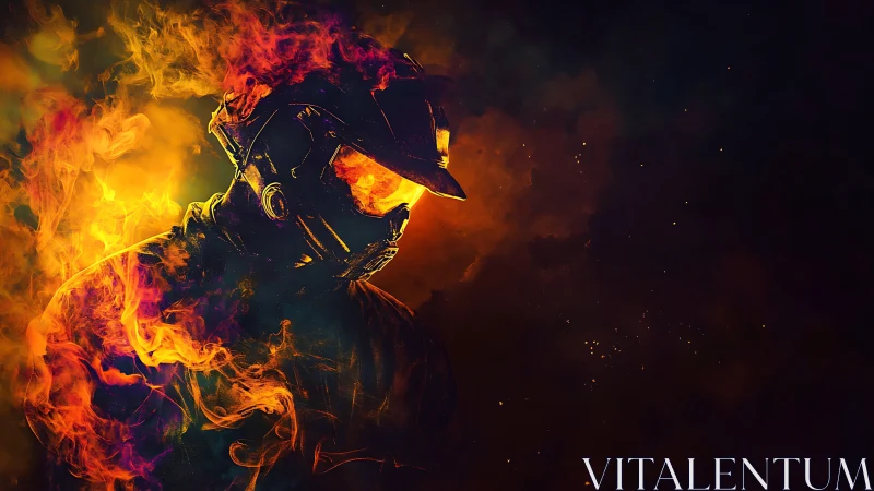 Fiery Warrior Emerges from Blazing Inferno