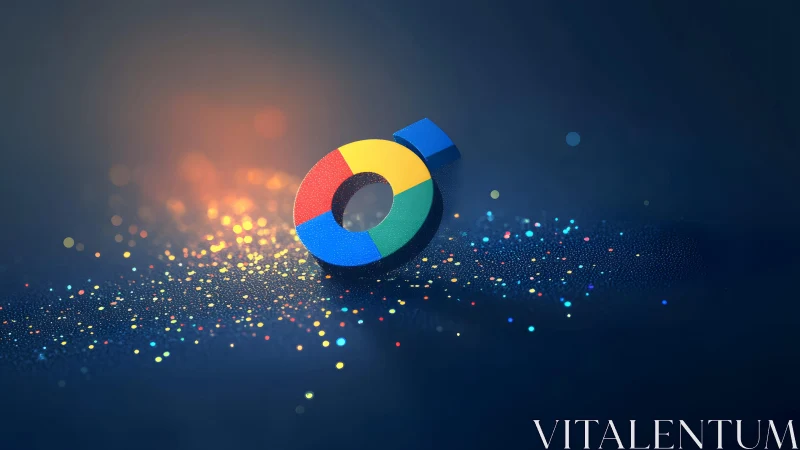 Colorful 3D Ring on Sparkling Abstract Background, Digital Art.