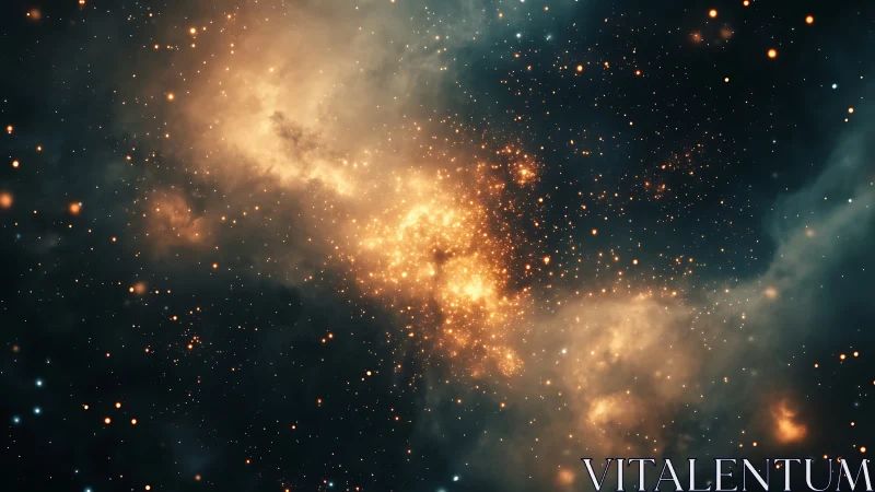 Rendered stellar nebula field shows dense glowing core region