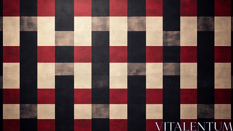 Red, black and beige checkered geometric textured pattern