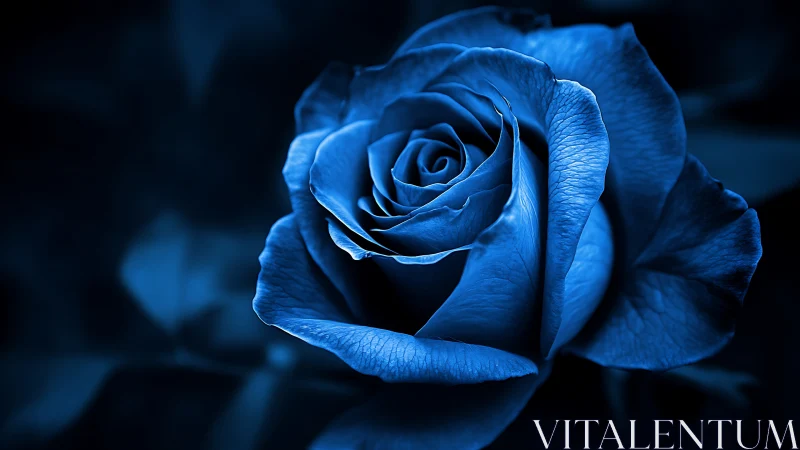 Blue Rose in Dark Setting with Layered Petals