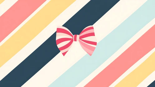 Striped pastel bow illustration adds playful minimal charm