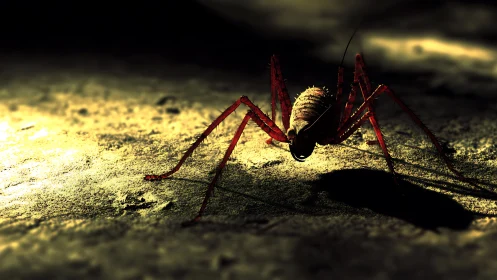 Curious cave insect pauses in a pool of dramatic light.