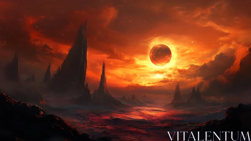 Ember tides drink broken starlight beneath a burning moon