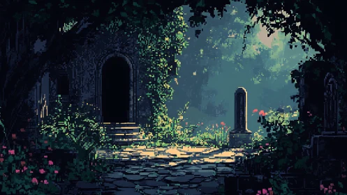 Soft morning light welcomes you to a forgotten forest ruin