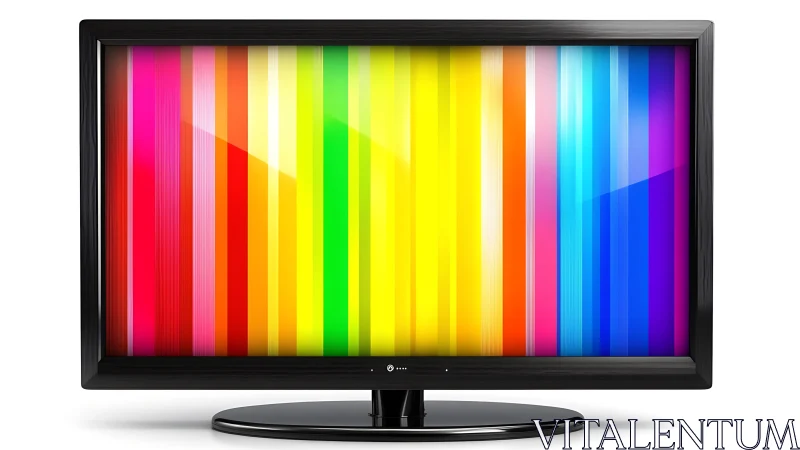 Wide-screen monitor glows with vibrant vertical color bars