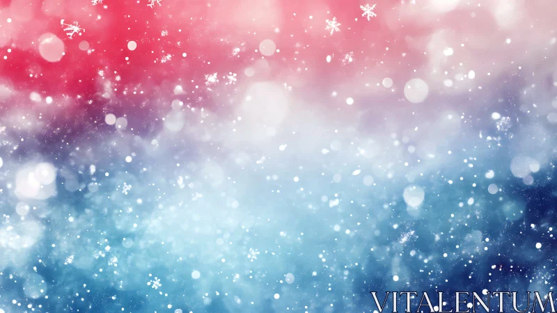 Chromatic bokeh snowfall gradient with luminous particle haze.
