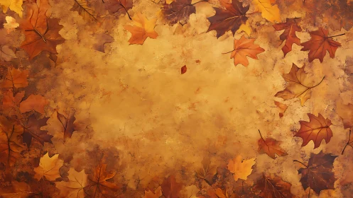 Fallen maple leaves frame a textured golden background