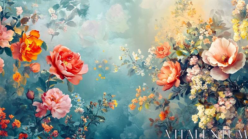 Stratified Floral Composition with Peonies and Complementary Blooms.