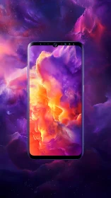 Vibrant Fluid Gradient Smartphone Display with Cosmic Background.