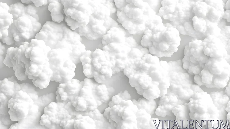 Fluffy White Cloud Pattern in Minimalist 3D Rendered Style.