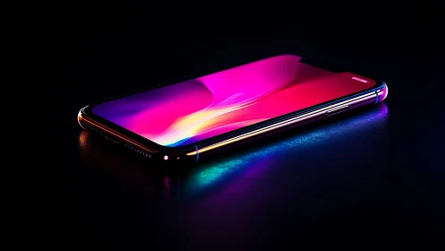 Premium smartphone with polychromatic oled gradient display illumination.