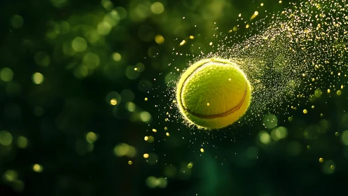 Tennis comet in sunlit motion, dust trailing like starlight.