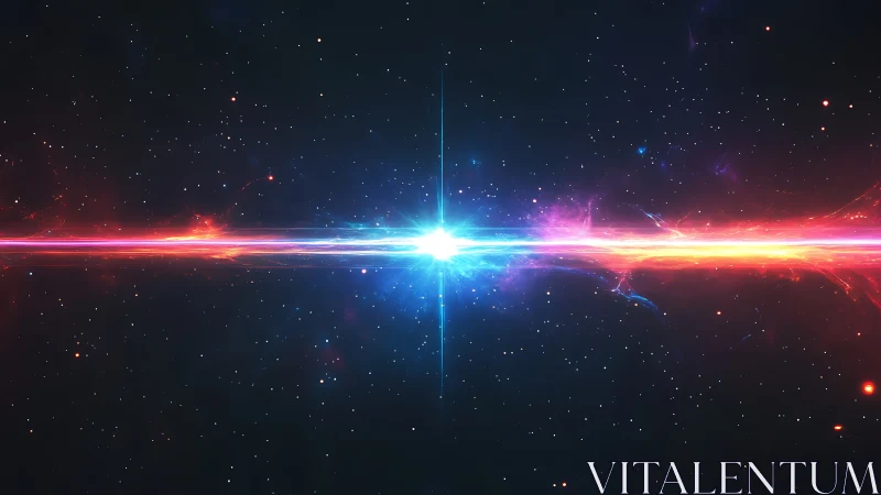 Cosmic energy beam splits nebula with vibrant dual light