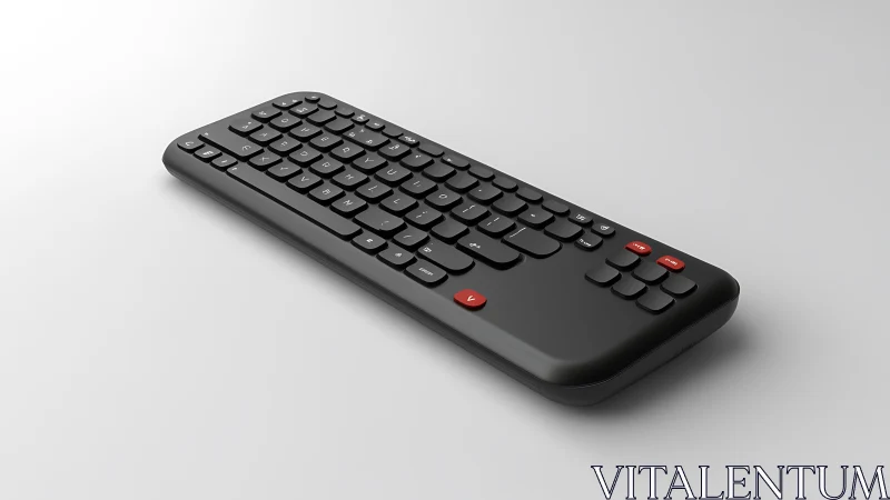 Sleek wireless keyboard harbors chromatic rebellion through scarlet accents.