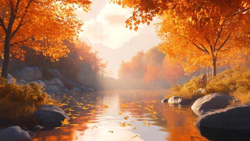 Emberleaf river hush under a glowing autumn hushlight.