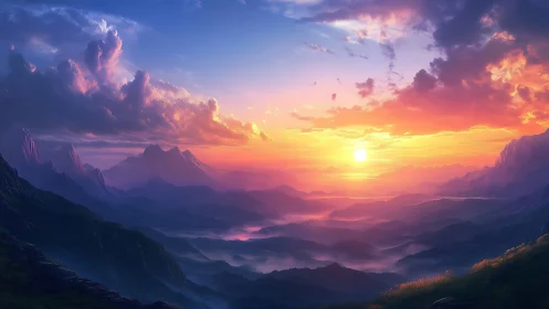 Dreamlit mountain valleys drinking in a painted sunrise.