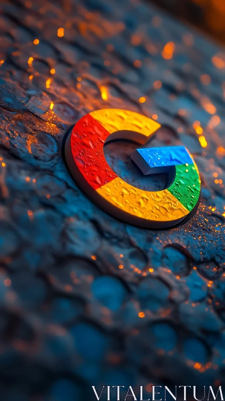 Google's Chromatic Logo Emerges from Wet Digital Topography.