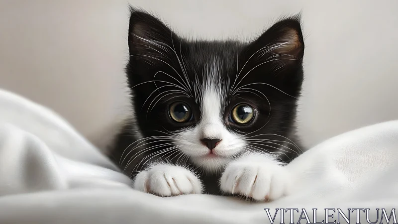 Bicolor Felid Portrait Featuring Expressive Golden Ocular Geometry.